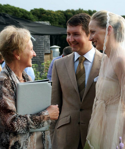 Anne Johnson Smiling at Couple